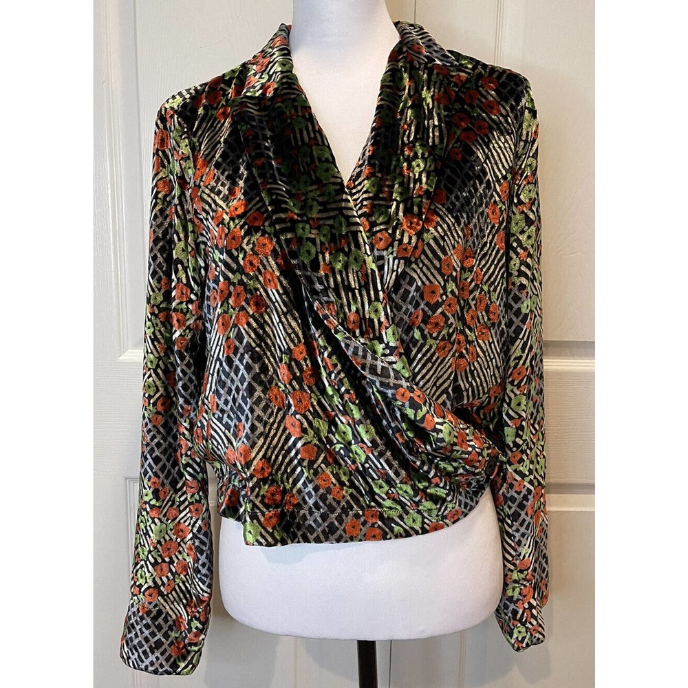 ett:twa Anthropologie Multicolored Jacket Women’s Size 4 Beautiful Velvet Shirt - Picture 1 of 12
